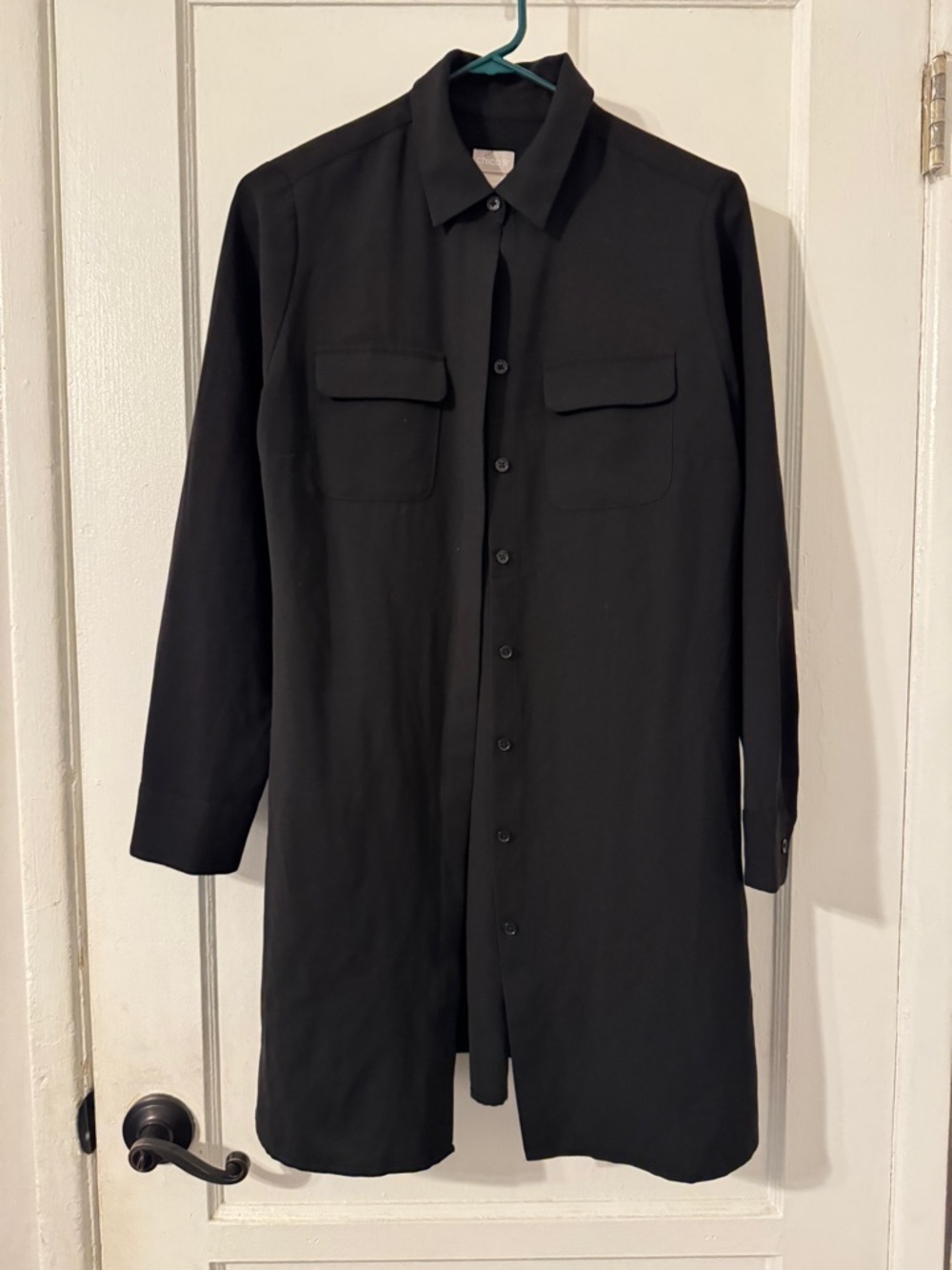 Chicos Long Button down black shirt sz 0